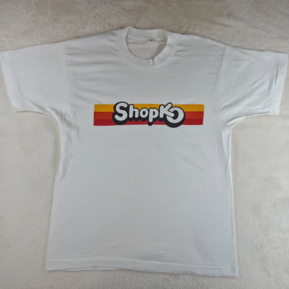 Vtg 80's Shopko Rainbow Stripe Mens Large Screen Stars Single Stitch Corporate
